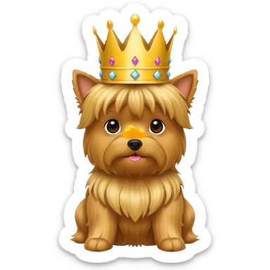 Cute golden Yorkie dog with crown  sticker