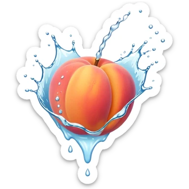 peach splashing water, lively and colorful sticker