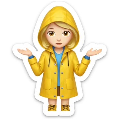 Girl in a yellow raincoat full body  sticker