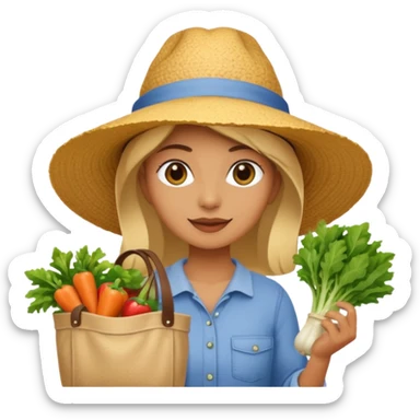 Shopper with veggie tote,Farmers’ Market. sticker