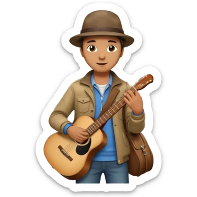 Rider with guitarcase,Metro Riders, inside metro train, no transparent, with background,full image , negative transparent, positive background. sticker