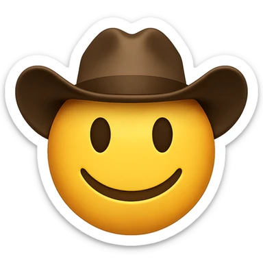 face with cowboy hat emoji, digital illustration, no background sticker