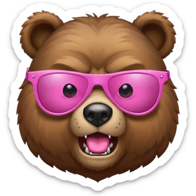 angry bear pink sunglasses sticker