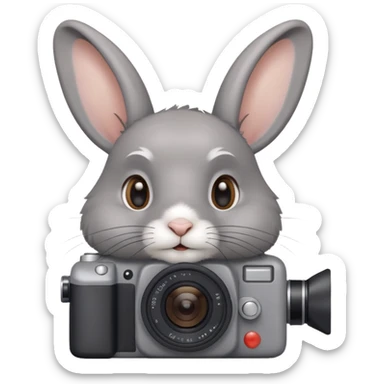 gray rabbit white camera sticker