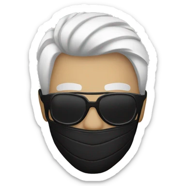 whte people, black leather jacket, black leather white spike design mask, LED X eye glass sticker