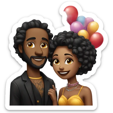 Romantic carnival date for beautiful tattooed couple sticker