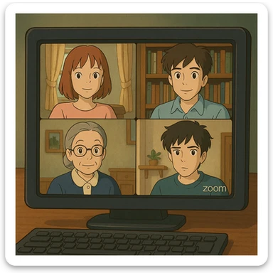 virtual zoom meeting video conference on a computer screen sticker