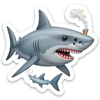 Shark with a blunt in its mouth sticker