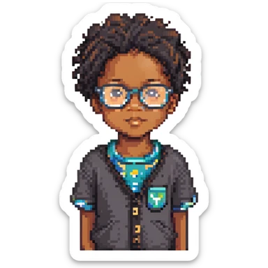 Black child wearing glasses sticker