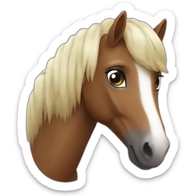 Poney bai foncé avec une pelote en tête sticker