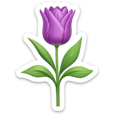 Lilac single tulip with leaves and stem sticker
