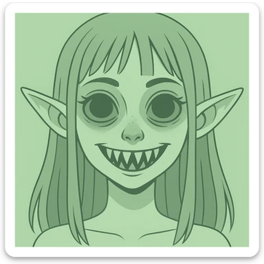 Make the pastel horror profile picture scarier and use a light green pastel color palette, keep it cute, expressive, and minimal, in the style of imagen-4-fast-KaUtLiSA10F style. sticker