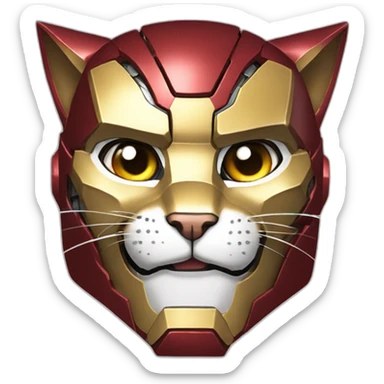 Iron man from Marvel strokes the cat sticker