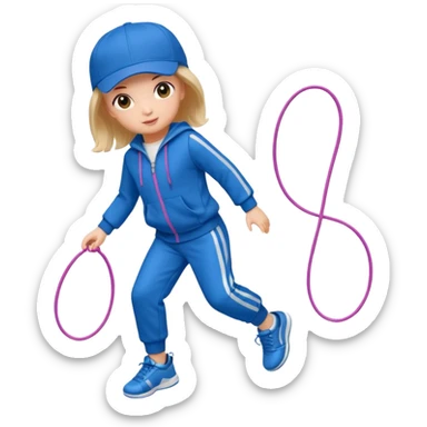 hree big emojis: 👧🏻🎀 (doll girl), 😀👕4️⃣5️⃣6️⃣🤾 (player jumping rope in tracksuit 456), 👦🏻🧢 (boy with cap). sticker