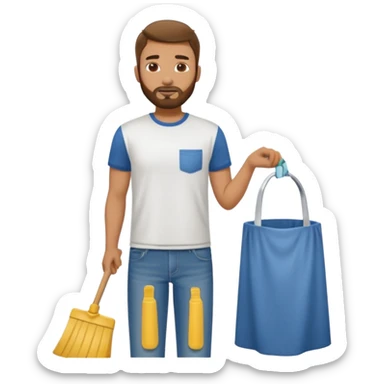 Guy with very short beard doing house chores sticker