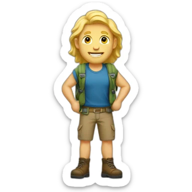 -A blond hiker entrepreneur where his whole body is seen sticker