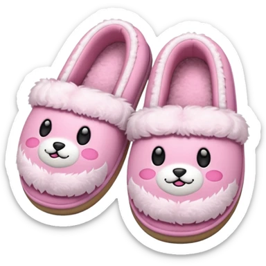 Pink cute slippers sticker