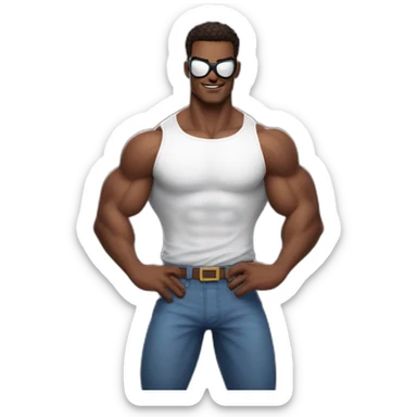 homem branco com os musculos do baki e roupa do spiderman sticker