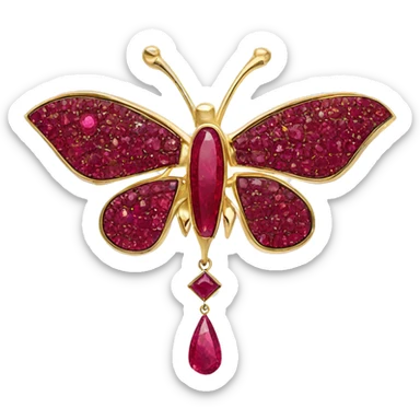 ruby inlaid brooch sticker
