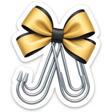 one silver paper clip with a black bow in the middle sticker