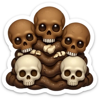 ((poop emoji))with  3 skulls sticker