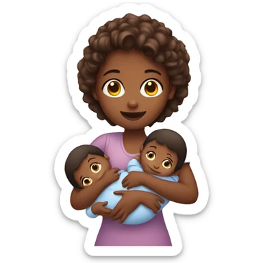 A girl holding two babies sticker
