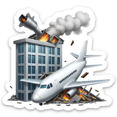 Plane crashing into a building sticker