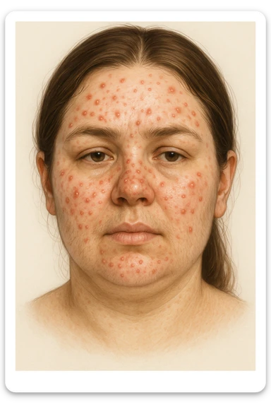 Acne gonfiore e peli per pcos donna immagine reale sticker