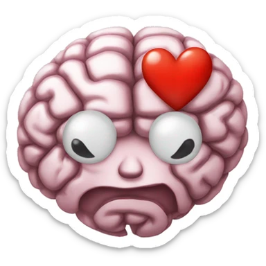 brain with heart eyes sticker