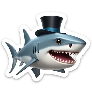 Shark with a top hat sticker