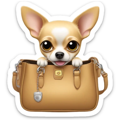 Blonde chihuahua (no white markings) riding in a purse sticker