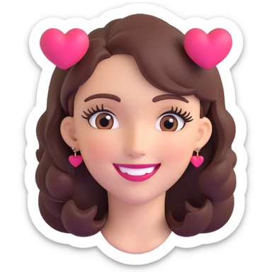 3D emoji of a smiling, feminine face with big eyelashes, no body, colorful and friendly, romantic style, with feminine accessories, motif: heart eyes, transparent background sticker
