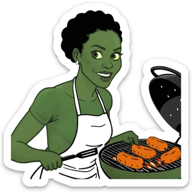 Bald head black women grilling sticker