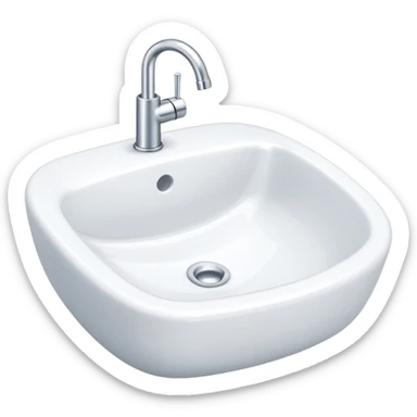 A white porcelain bathroom water sink sticker