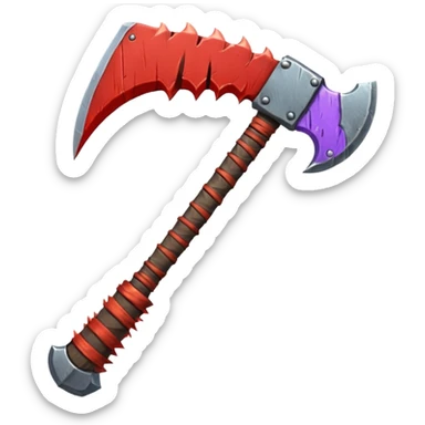 savage barbarian axe object icon, spiked double blade, battle-worn metal, scratches, heavy fantasy weapon, 3D cartoon, mobile game icon style, centered, clean background, no text, no watermark sticker