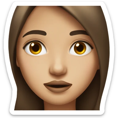Pretty girl with drown eyes and long straight brown hair and plump lips  sticker