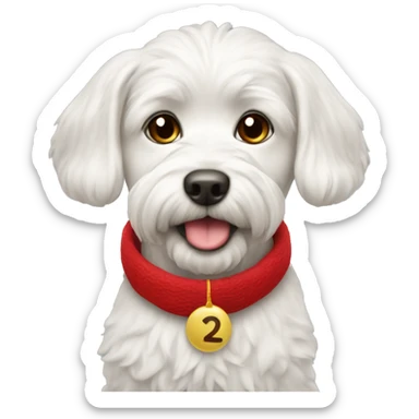 Maltipu in a New Year's red hat sticker