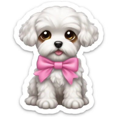 Schichon puppy pink bow sticker