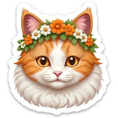 cat wearing a flower crown and holding a 'Nan' sign sticker