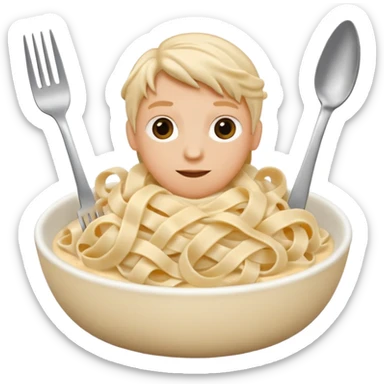 white creamy saucy fettuccine with a fork   sticker