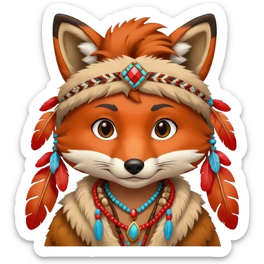 fox in a Native American costume sticker