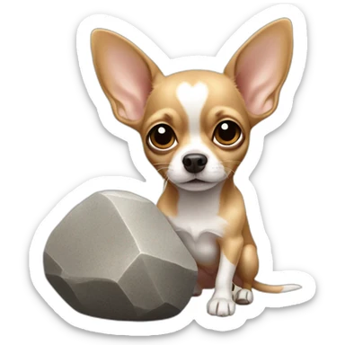 chihuahua holding a huge stone sticker