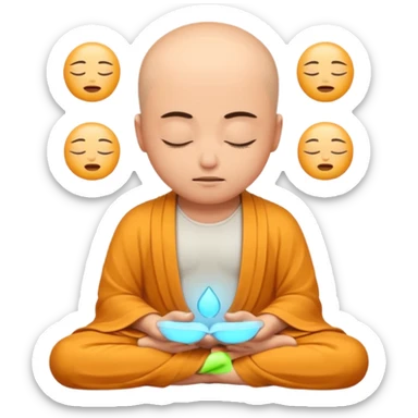 content face typing, eyes closed in a meditative, zen state sticker