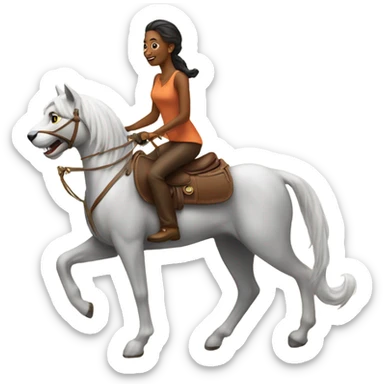 Woman riding majestic cat sticker