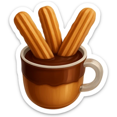 Remove the chocolate drizzle but keep the churros with chocolate dipping sauce. Keep the background transparent. sticker