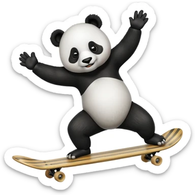 panda on a skateboard, doing a handstand sticker