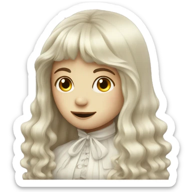 victorian ghost pretty girl with long hair and bangs sticker