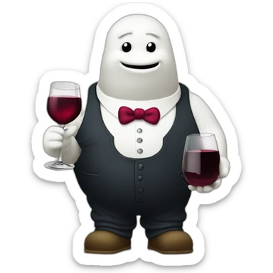 michelin man holding glass of red wine sticker