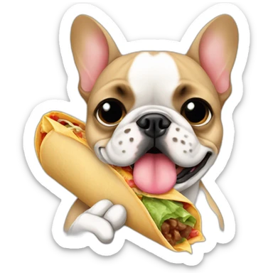 a french bulldog eating a burrito sticker