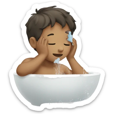 boy washing face sticker